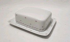 Seltmann Weiden Butter Dish with Lid Porcelain Germany Red White Vintage 14X17cm