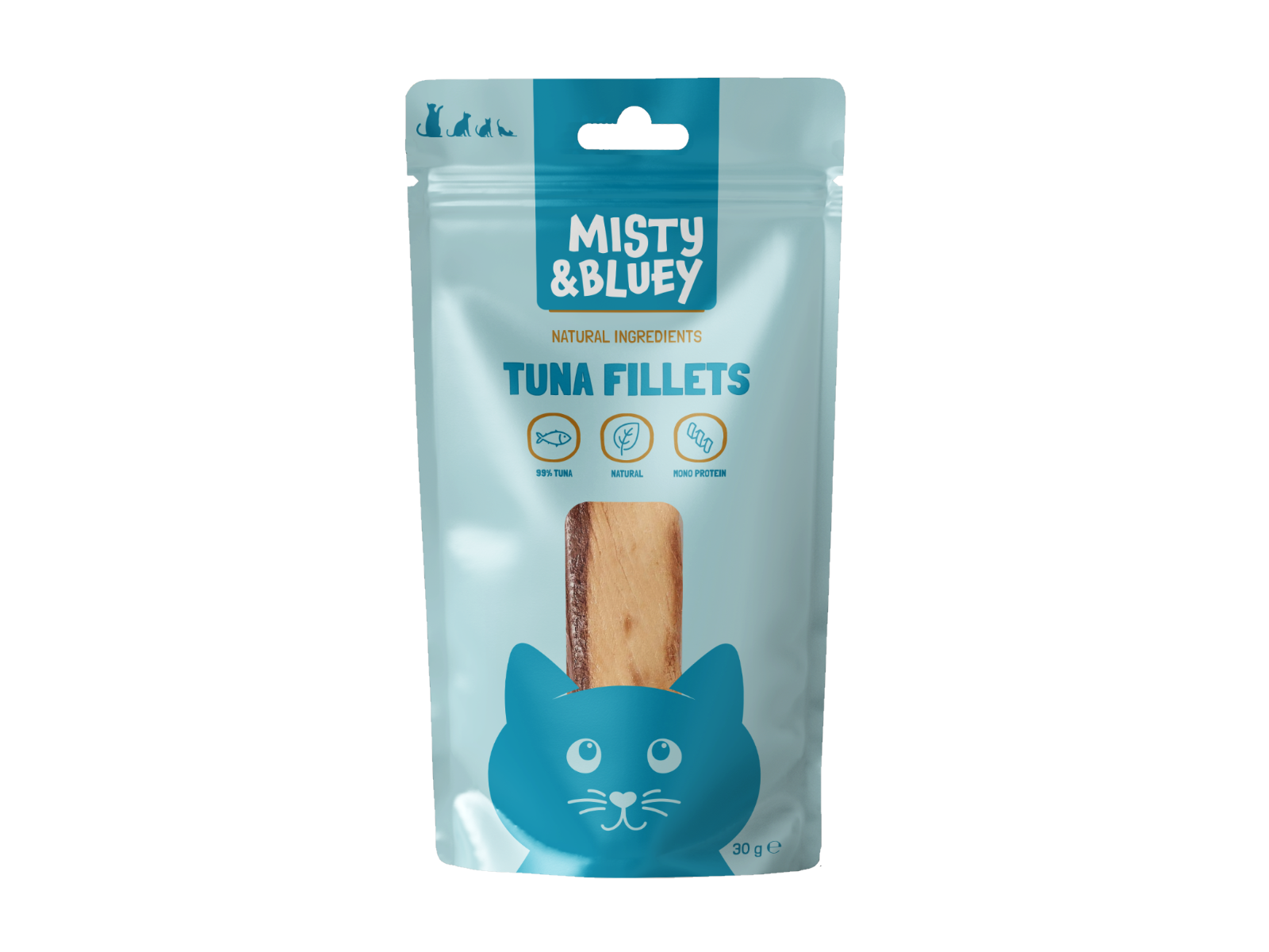 MISTY & BLUEY TUNA FISH FILLETS NATURAL CAT KITTEN MEATY FISH TREAT 30G
