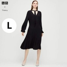 UNIQLO X THEORY Black Bowtie Dress Long Sleeve L NWT Tag Included
