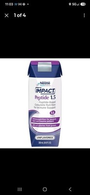 Nestle Impact Peptide 1.5 Tube Feeding Formula Unflavored 250 mL Carton 24 Ct