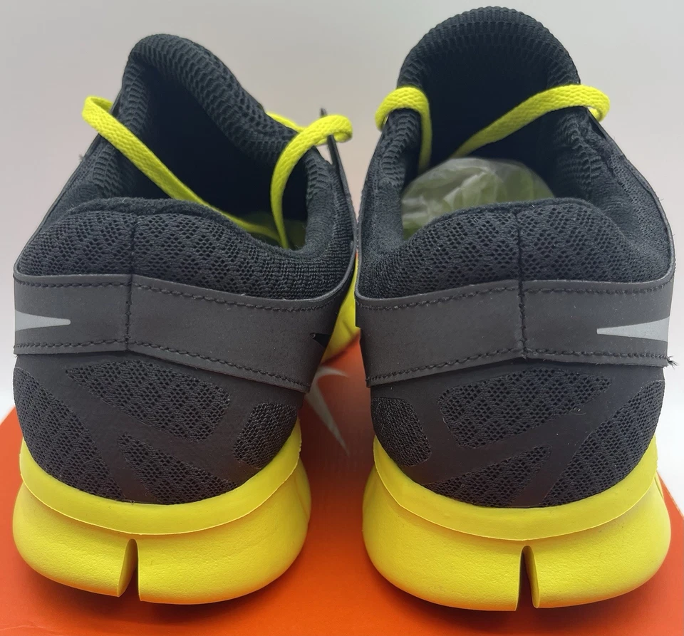 Nike Free Run +2, Black/Metallic Silver-Ellectric Lime 512933-003, Men’s Sz 11.5 - Photo 2/4