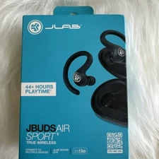 JLab JBuds Air Sport 3rd Gen True Wireless Earbuds And Charging Case Black IP66
