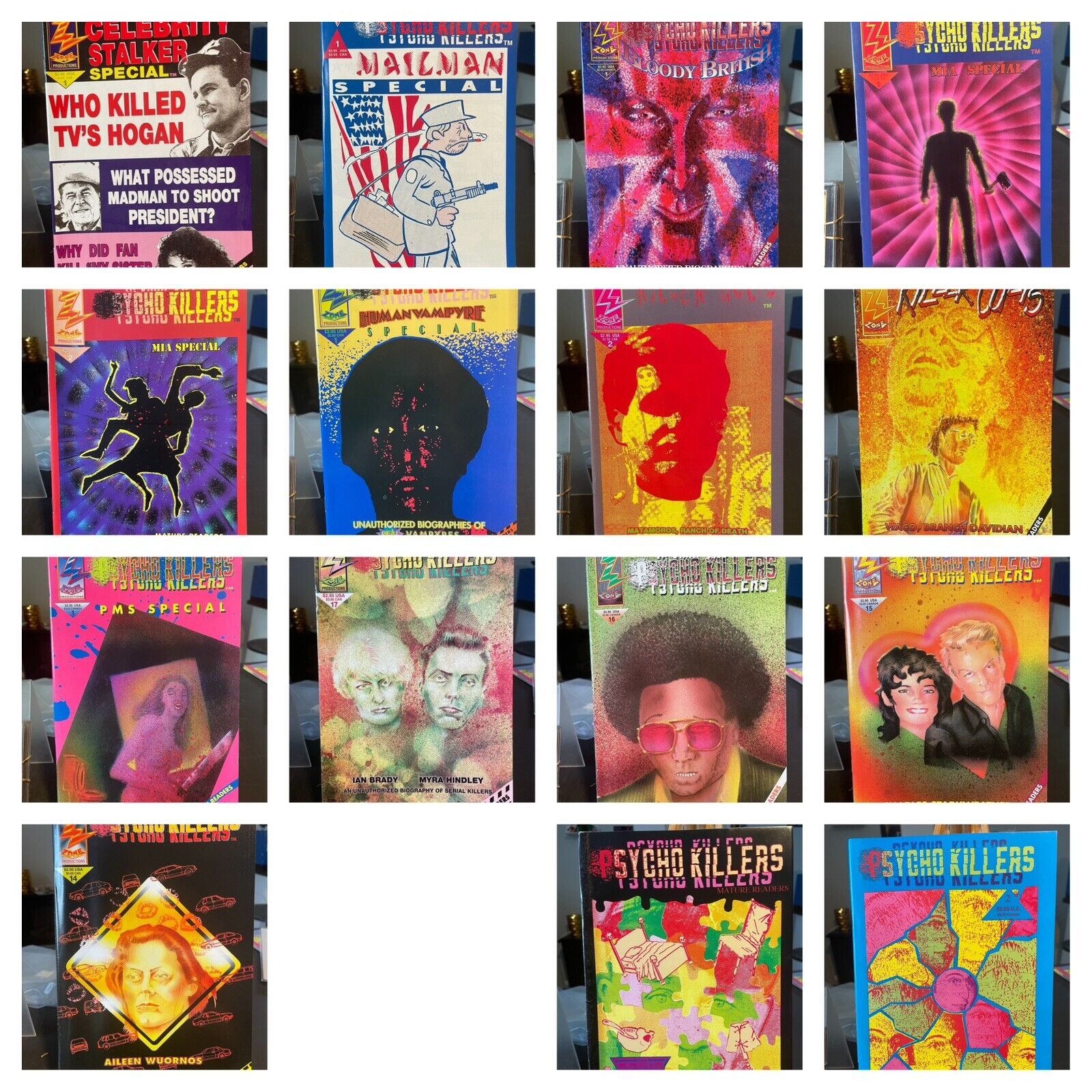 psycho killers comic book lot - 15 issues! Son Of Sam, Gein and more Rare Indie