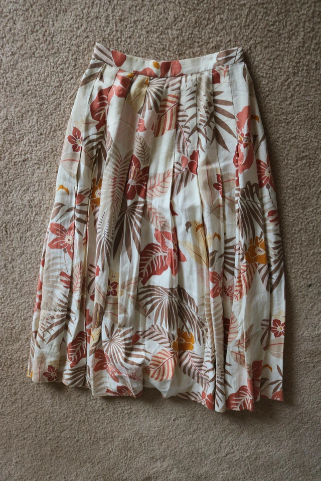 Maxi falda Linda Allard Ellen Tracy para mujer flores blancas 100 % lino talla 6 Foto 2 de 4