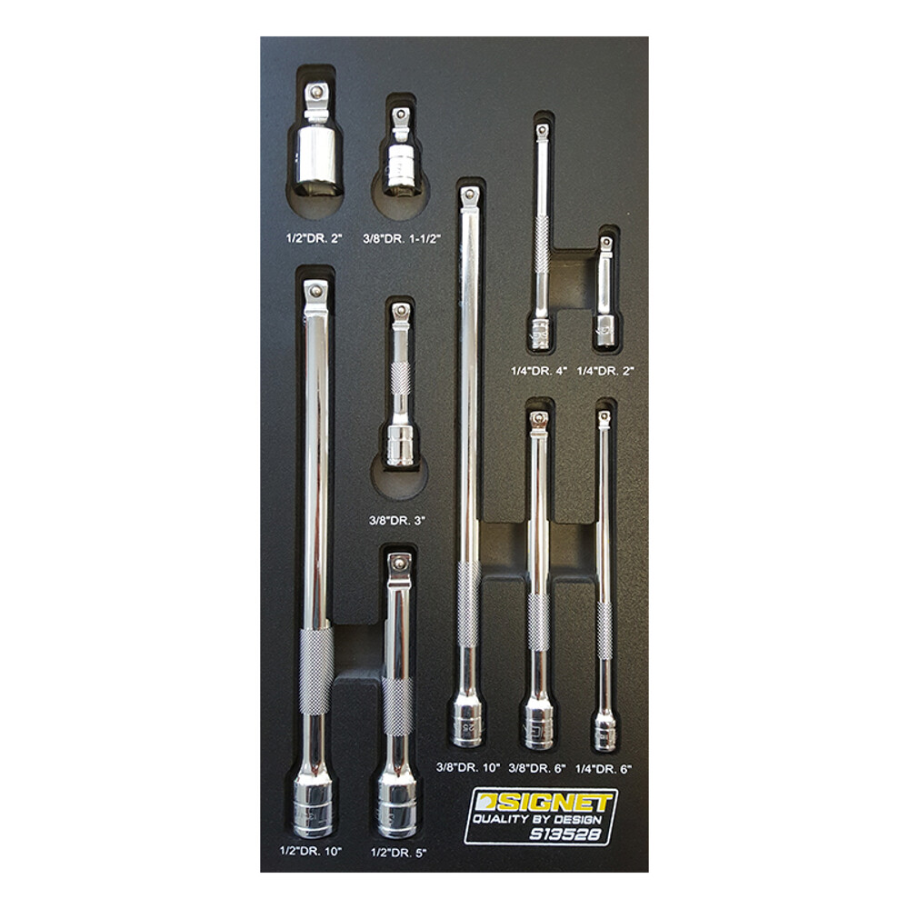 Wobble Extension Set 1/4-3/8-1/2"" Drive in EVA Foam Signet 10pc S13528