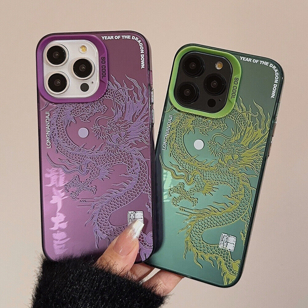 Purple & Green Dragon iPhone Case for iPhone 15, 14, 13, 12, 11 Mini, Pro, Max