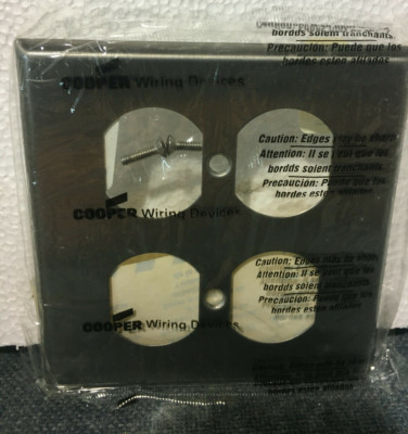 Box Of 10- COOPER/EATON 93102 - BOX Wallplate 2G Duplex Receptacle STD SS