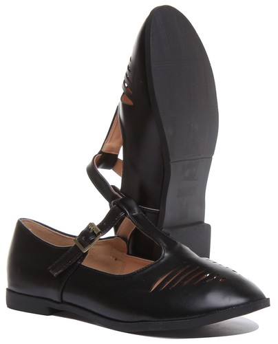 Mujer Suela Plana T BAR Corte Zapatos Sandalias de Verano Talla UK 3-8 - Imagen 12 de 36