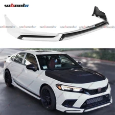 4Pc V3 Black Painted Pearl White Front Bumper Lip Splitter For 22-24 Honda Civic