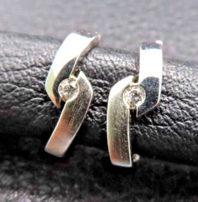Elegante Designer Creolen Ohrringe 925 Sterling Silber Ohrstecker 90s Modernist - Bild 1 von 4