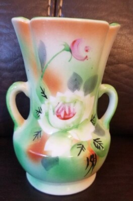 Vintage Porcelain Small Vase with Double Handles - Made in Japan