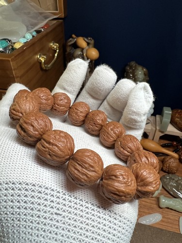 18.5×20×16.5mm Chinese Small Walnut Bracelet Collection纯野生小秋子门头沟磨盘手串 - Picture 4 of 11