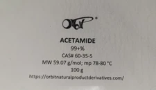 ACETAMIDE (100 g)  99+% [CAS# 60-35-5] MP 78-80 oC Simple Amide Reagent Chemical