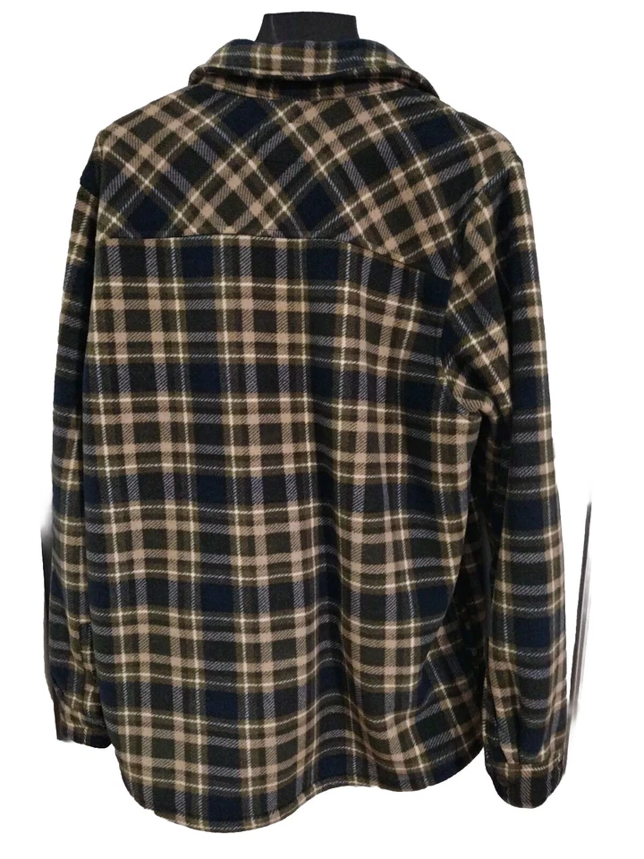 Boston Traders Men’s Fleece Lined Flannel Shirt Jacket Blue/Green/Tan Sz L - Image 2 of 4