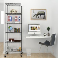 Adjustable Storage Shelves 6 Tier Wire Shelving Unit Garage Rack with Wheels 