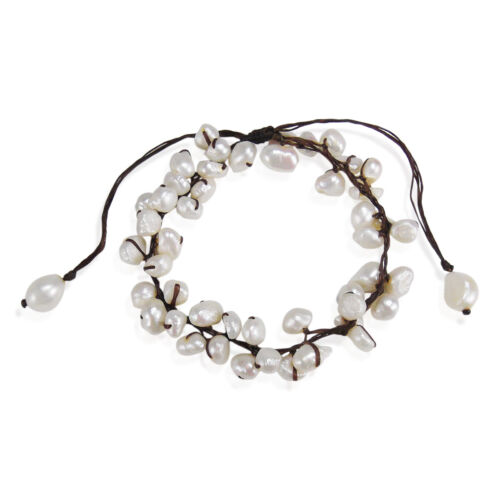 Summer Breeze Beaded White Cultured Pearl Pull Anklet - Picture 1 of 3