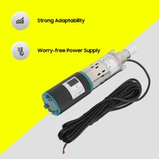 12V Solar Submersible Pump Deep Well Water DC Pump Stainless Steel 1500L/H Black