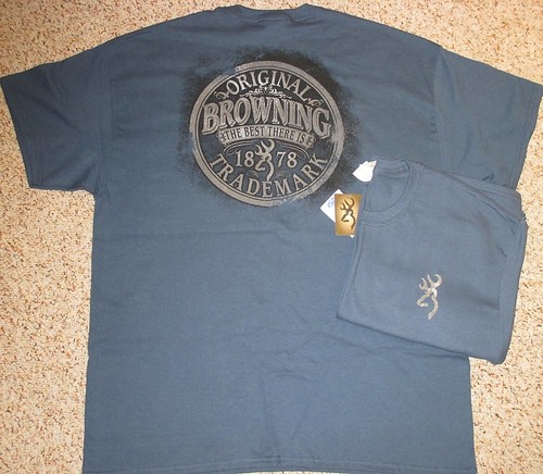 mens l browning t-shirt new navy blue vintage buckmark the best