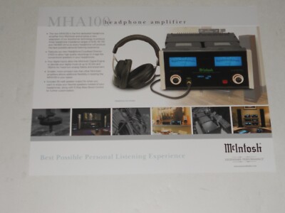 McIntosh MHA100 Headphone Amp Brochure, 2 pg Specs+Articles+Info Original