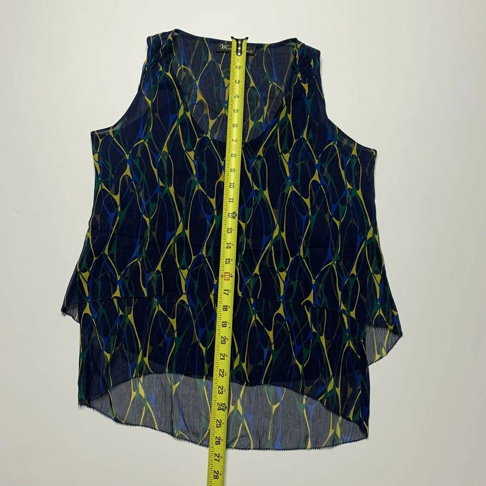 Camiseta sin mangas WINTER KATE multicolor seda alta baja XS Foto 2 de 4