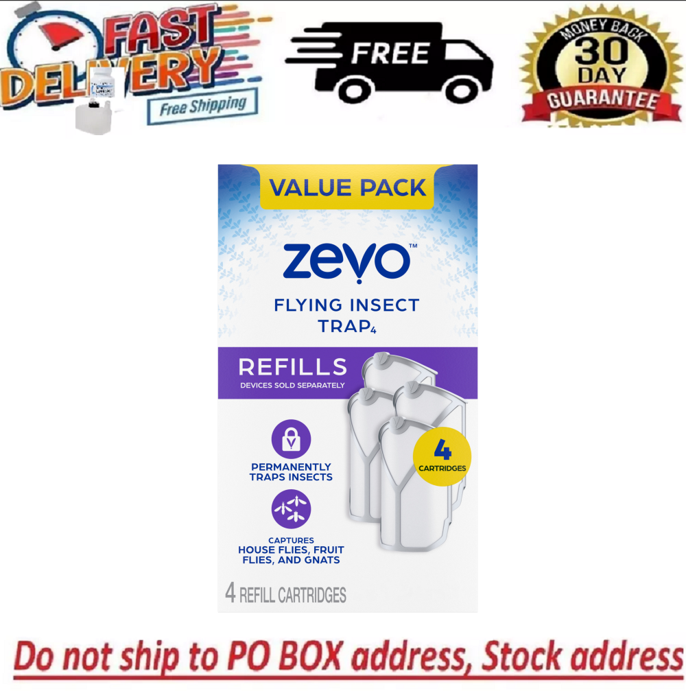 Zevo Flying Insect Trap, Fly Trap Refill Cartridges (Twin Pack, 4