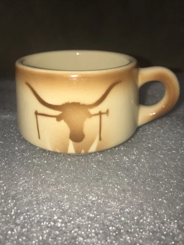 VINTAGE SYRACUSE CHINA 92 M USA "LONGHORN STEER “Low Restaurant Cup Mug