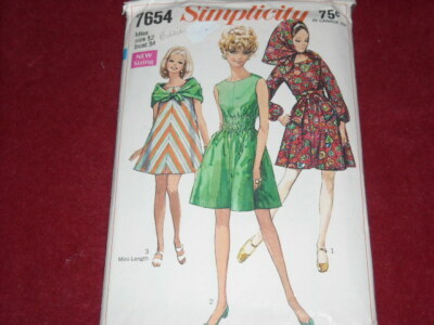 1968 SIMPLICITY #7654 - LADIES ( 3 STYLE - 2 LENGTH ) RETRO DRESS PATTERN  12 | eBay