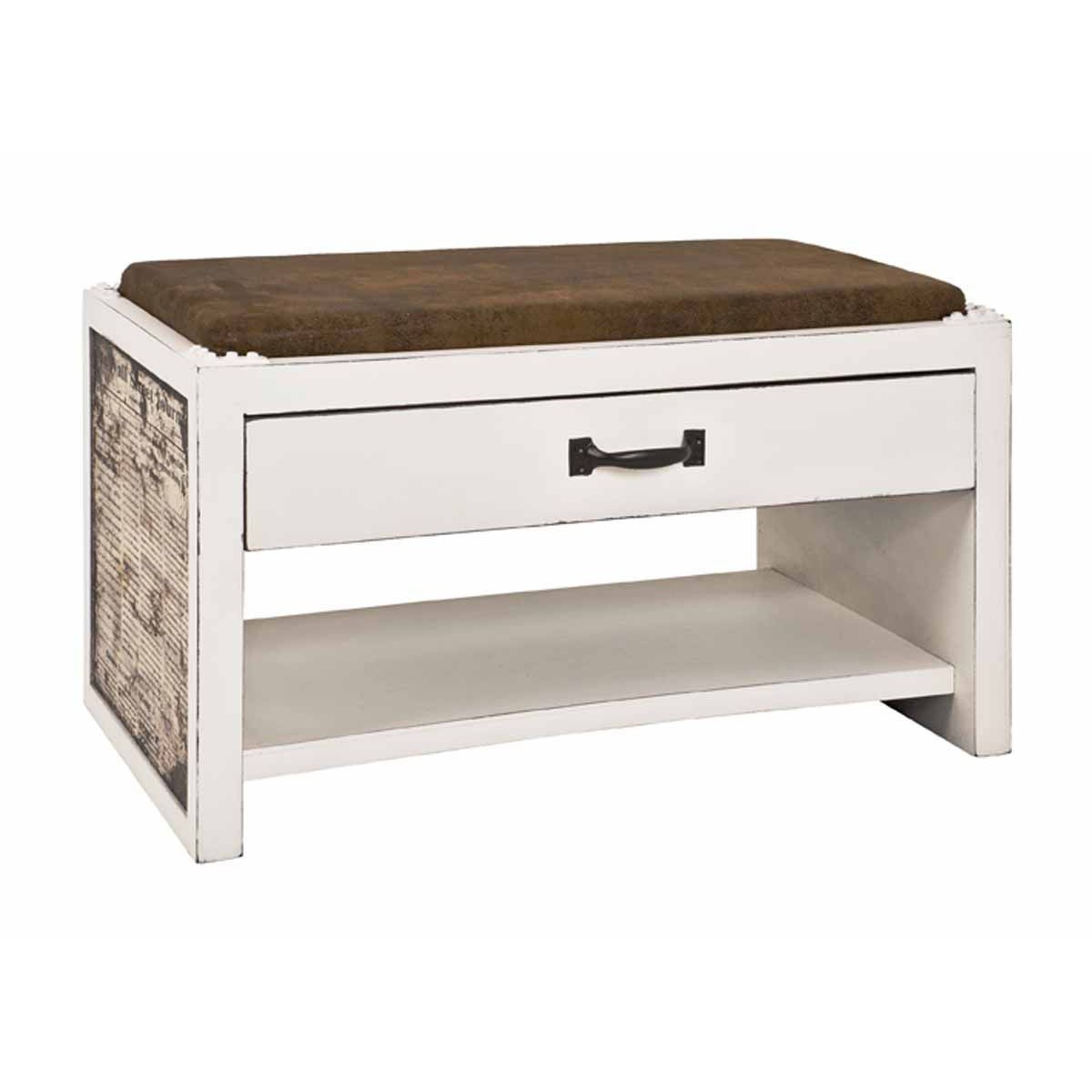 Banc de rangement Wall Street 72cm blanc pour optimiser l'entree