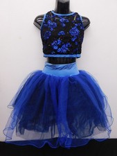 Dance Costume Large Child Royal Blue Curtain Call J5262 Contemporary Sequins