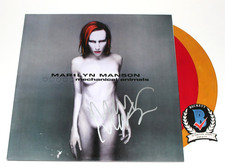 MARILYN MANSON SIGNED MECHANICAL ANIMALS ALBUM VINYL 2 LP IMPORT RECORD BECKETT