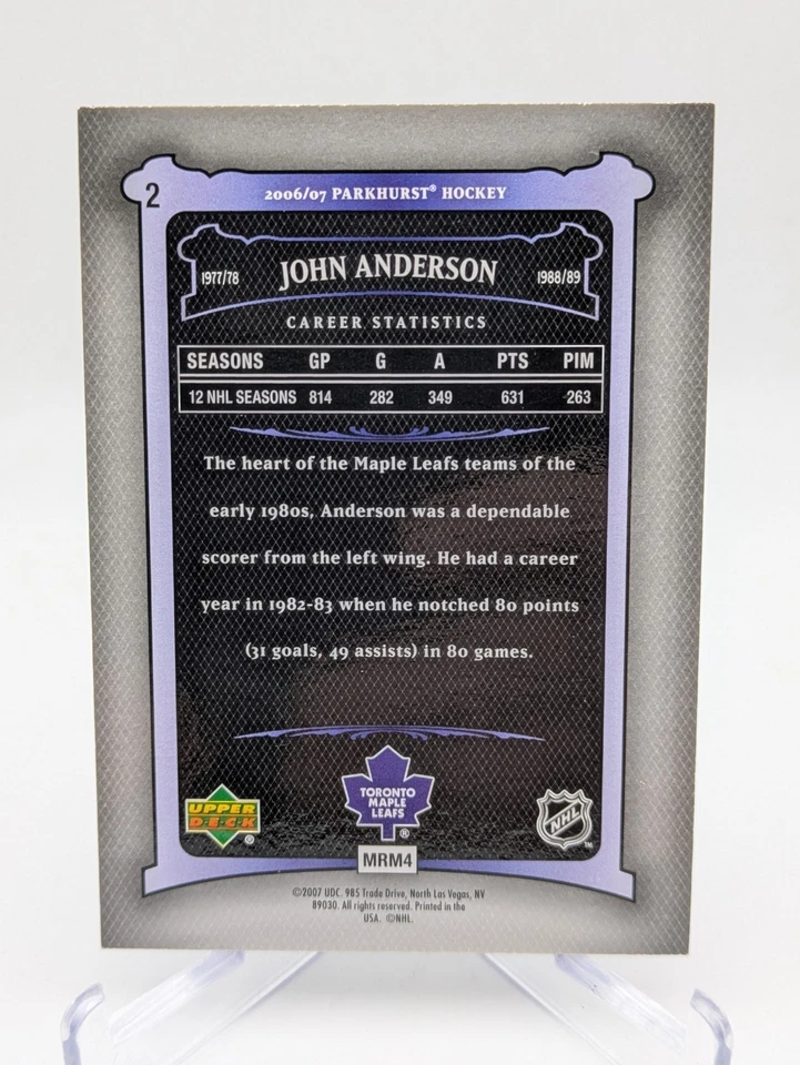 💥 2006-07 Upper Deck Parkhurst Auto John Anderson #2 *On-Card Auto* Blue Ink - Image 2 of 2