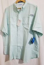 Columbia Tamiami II Shirt Mens Large Icy Morning Short Sleeve Fishing NWT UPF 50