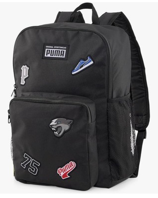 Puma Anniversary Backpack Front Patches Adults/Kids Sports/School Bag Black 