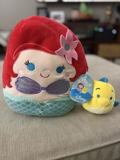 Squishmallows Disney The Little Mermaid Ariel  Flounder 10  Stuffed Plush W Tag