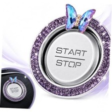 Bling Car Engine Start Stop Button Ring Cover, Crystal Rhinestone Purple