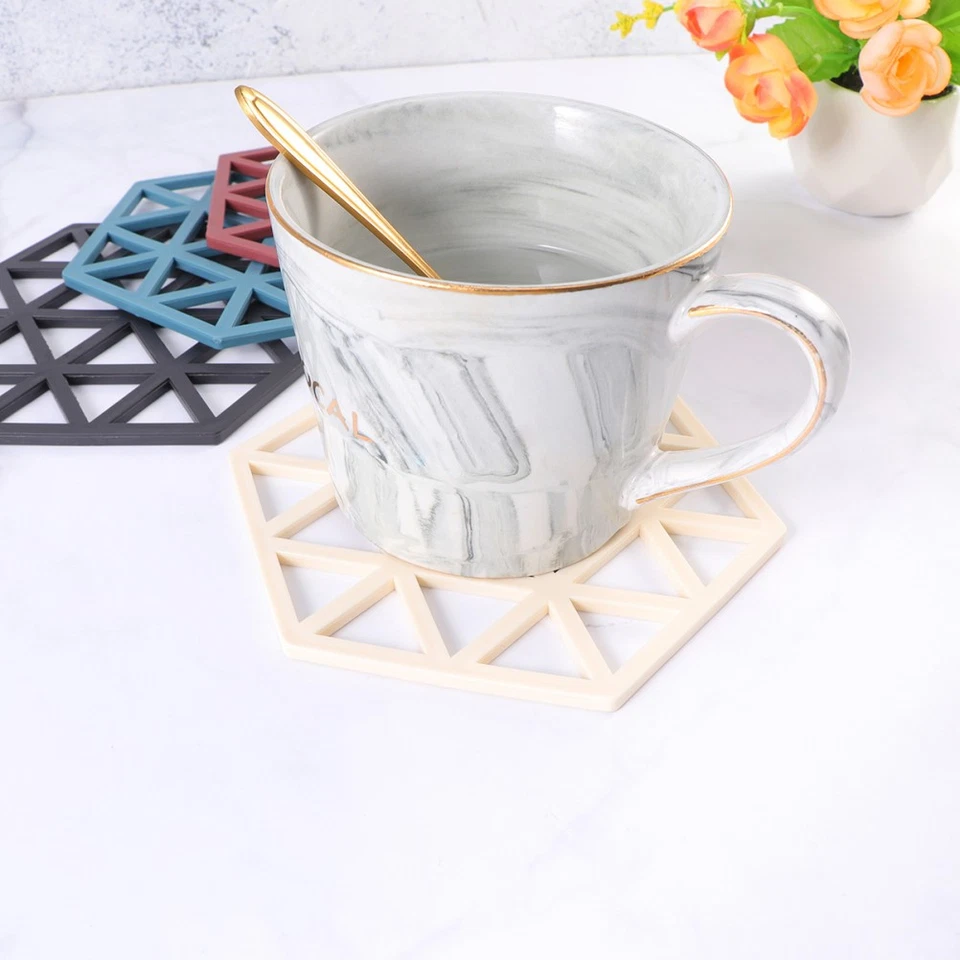 4 Pcs Tovagliette Silicone Tovaglietta Sottobicchiere Isolante Termico - Immagine 3 di 4