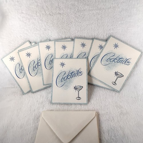 1950s Vintage Cocktail Party Invitations x 12 & 6 Envelopes Mid Century Modern
