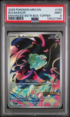 Bulbasaur Enhanced Booster Box Topper Pokemon Mega Evolution 133/132 PSA 9