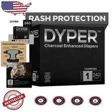 Charcoal Enhanced Baby Diapers Size 1 - 240ct Hypoallergenic Sensitive Skin