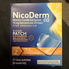 NicoDerm CQ Step 2 Extended Release Clear Patches, 14 mg - 21 Count (3 Weeks)