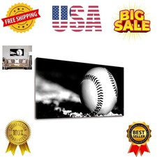 Canvas Prints Wall Art Black White Baseball Rustic Sports-Large 20