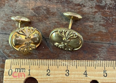 #ad Vintage Art Nouveau men#x27;s cufflinks gold metal purchased in Munich Germany $39.87