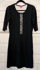 Betsy Johnson Sweater Dress Black With Lace Size MED Perf for FALL WINTER