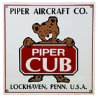 VINTAGE PIPER CUB PORCELAIN DEALER SIGN GAS STATION SALES SERVICE AVIATION BEAR