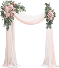 4 Pack Wedding Arch Flowers with Drapes Artificial Floral Swag Backdrop Decor