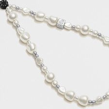Phone Strap Charm -New Silver-White Pearl Mobile Phone Lanyard Phone Charm