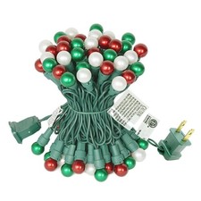 Red White and Green Christmas Lights Indoor 19FT 70 G15 Pearlized Glass Globe...