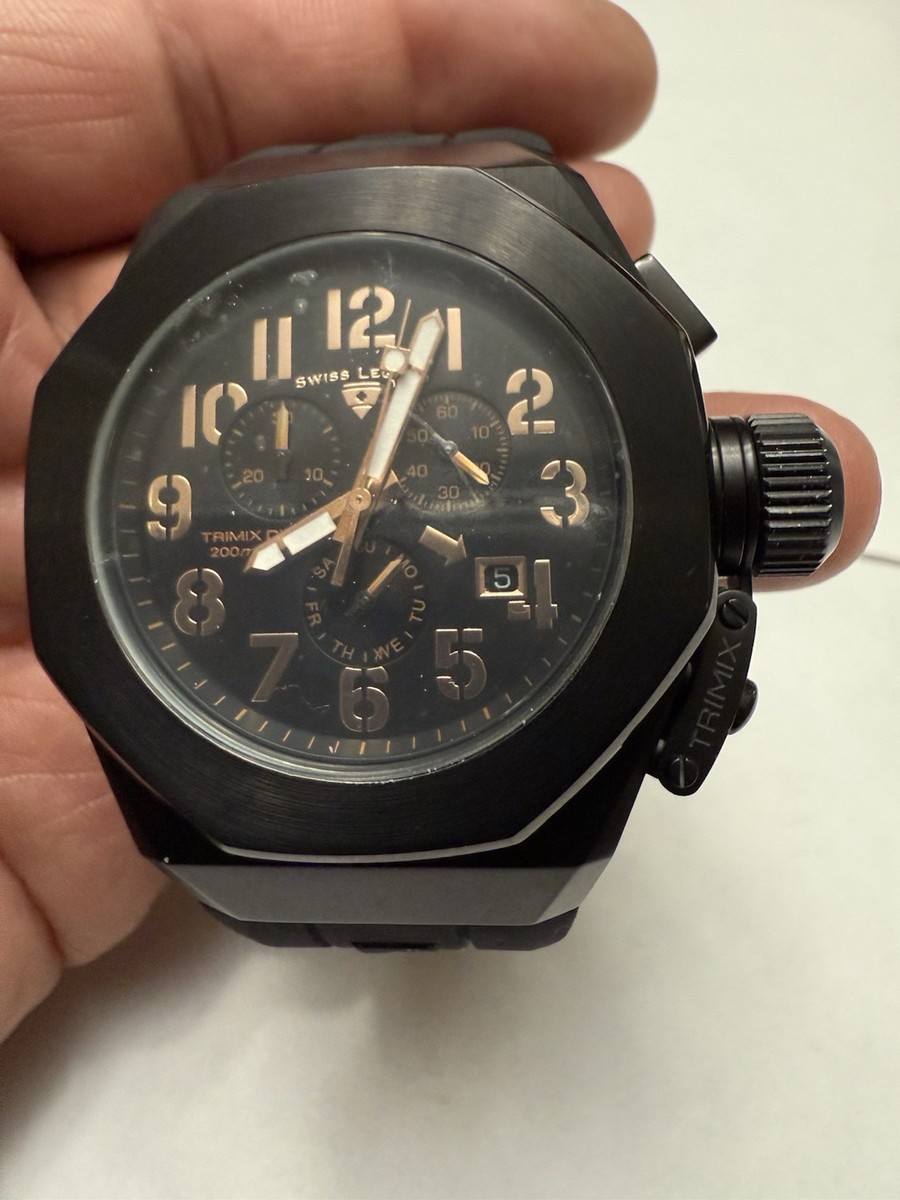 Men's Swiss Legend Trimix Diver Chronograph Lume Hands Watch New Battery