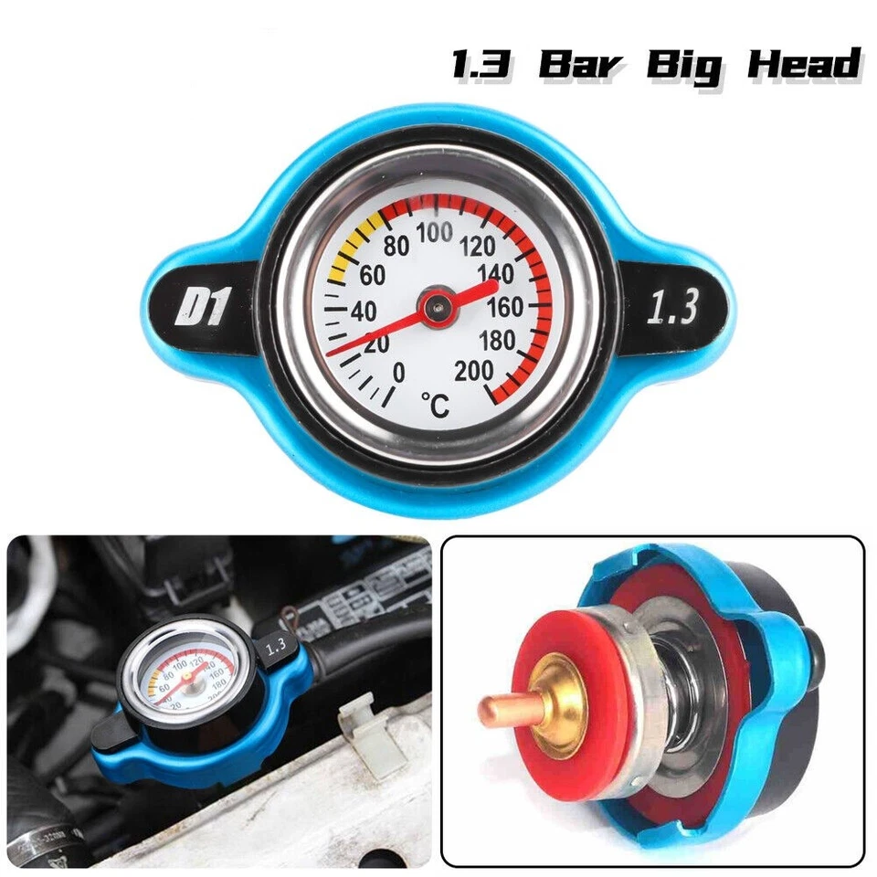Tapón radiador medidor termostático coche 1,3 bar cabezal grande medidor de temperatura del agua para coche Foto 2 de 4