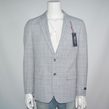 NWT TOMMY HILFIGER Flex Modern Fit Gray Plaid Two Button Sport Coat 44L